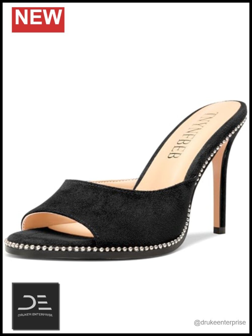 Women's Stiletto Heel Peep Toe Slingback Sandals with Beaded Detail Prom